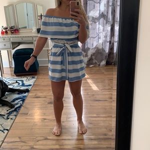 Off shoulder romper with pockets